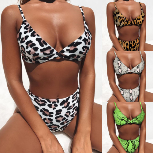 Swimming Sexy Leopard Pattern Snake Pattern High Waist Women's Bikini