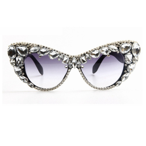 Colored rhinestone cat eye sunglasses