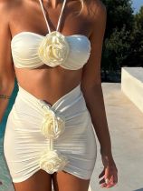 Beach resort style bikini three piece set