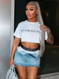 Letter printed short round neck short sleeved casual loose T-shirt shorts