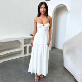 Hanging strap backless A-line vacation dress for women