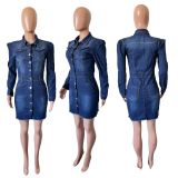 Women's jacket long sleeved denim top jacket