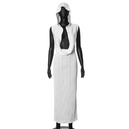 Hooded Sleeveless Skirt Slim Fit Dress