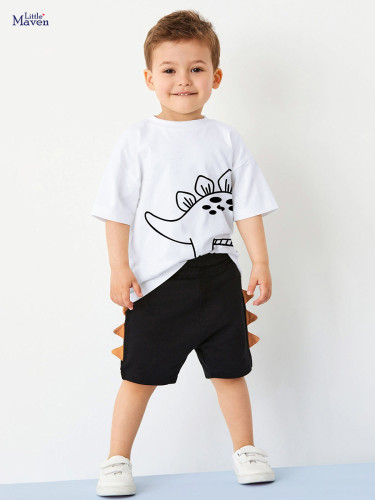 Cotton boys short sleeved two-piece set