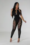 Sexy high elastic mesh jumpsuit