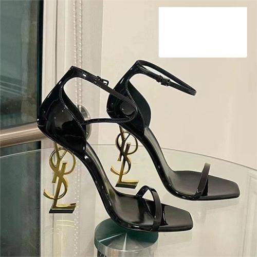 Letter heel sexy and fashionable leather slim high heels for external wear