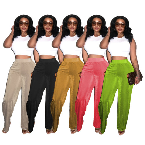 Women's casual velvet wide leg pants