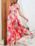 Jing Ye Printed Wrapped Chest Tie up Dress