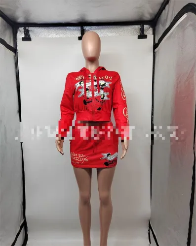 Women's Fashion Positioning Printed Short Skirt Set