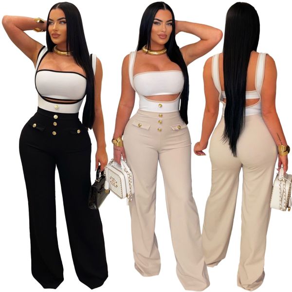 Casual suspender bra set jumpsuit