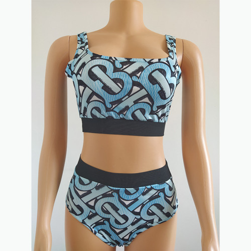 Women's sexy swimsuit mini print 2-piece set