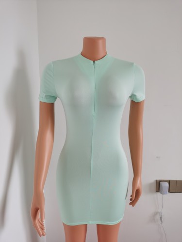 Tight solid color buttocks wrapped dress