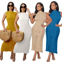 Fashionable sun protection cover up, beach long dress, knitted dress