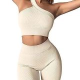 Seamless thread solid color yoga suit three piece set