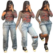 Elastic denim workwear pants