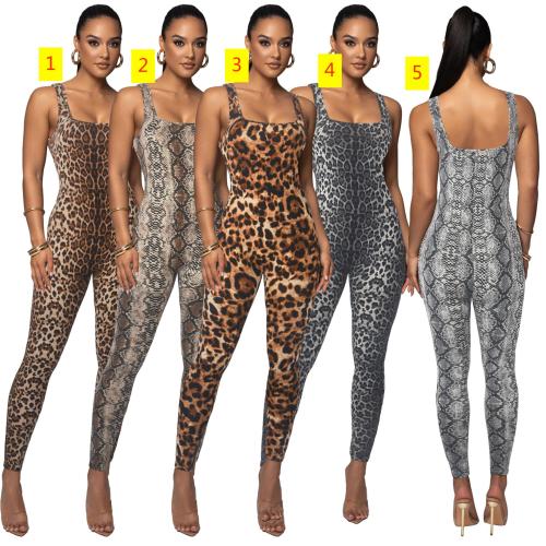 Women's printed sleeveless vest jumpsuit