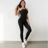 Thread yoga jumpsuit sleeveless elastic tight pants yoga suit