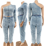 Diagonal Shoulder Single Sleeve Set