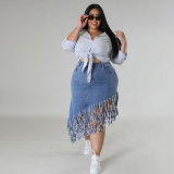Oversized denim skirt