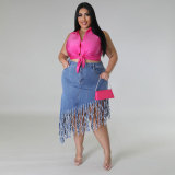 Oversized denim skirt