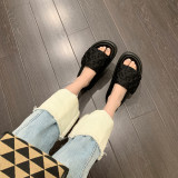 Satin embossed printed flip flops, Velcro beach shoes
