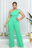 Sleeveless single shoulder camisole high waisted commuting straight jumpsuit