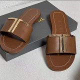 Hardware buckle casual flat slippers