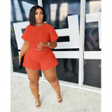 Large women's loose bubble two-piece set