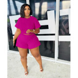 Large women's loose bubble two-piece set