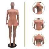 Women's casual jacquard fabric slim fit jumpsuit