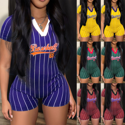 Baseball sports printed jumpsuit