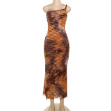 Retro and personalized diagonal neckline strap long dress