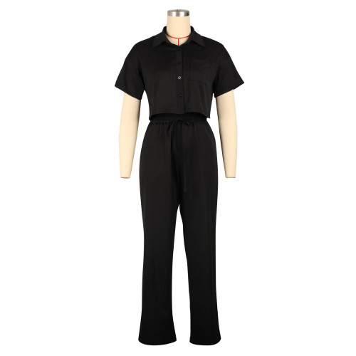 Women's suit shirt short sleeved two-piece set