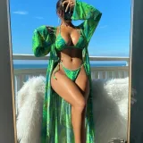 Split three piece long sleeved hoodie with strap bikini