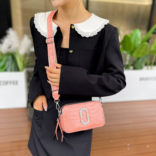 Camera bag with crocodile pattern single shoulder crossbody bag