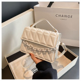 Handheld small square bag, simple diamond grid crossbody bag