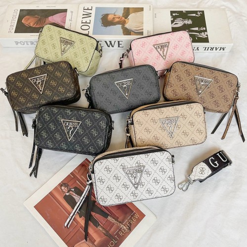 Double zippered camera small square bag with chain printed single shoulder crossbody bag
