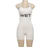 Backless solid color camisole sports tight jumpsuit