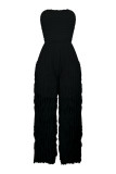 Strapless waistband sleeveless wide leg jumpsuit