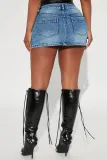 Elastic denim mini skirt