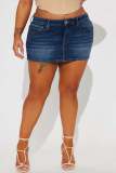 Elastic denim mini skirt