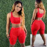 Rib tight tank top and cropped pants