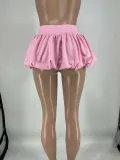 Solid color elastic waist ultra short mini pleated skirt