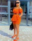 Two piece set of printed chest wrap and shorts