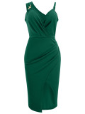 Sling waist slit dress