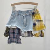 High waisted A-line denim irregular skirt
