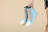 High top thick shoelace couple sneakers