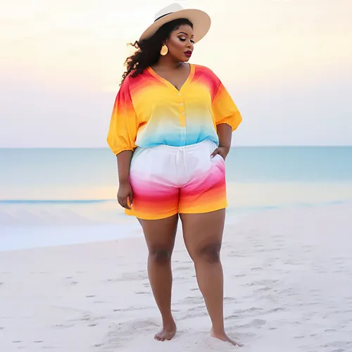 Positioning printed shorts set