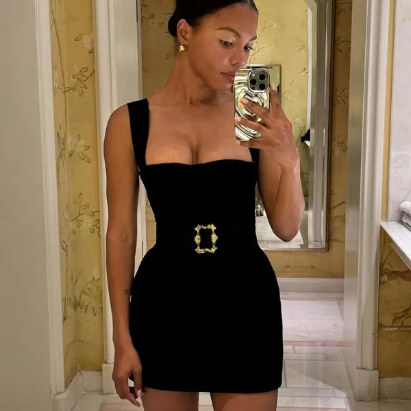 Metal accessory vest dress