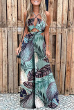 Women's digital printed beach women's jumpsuit